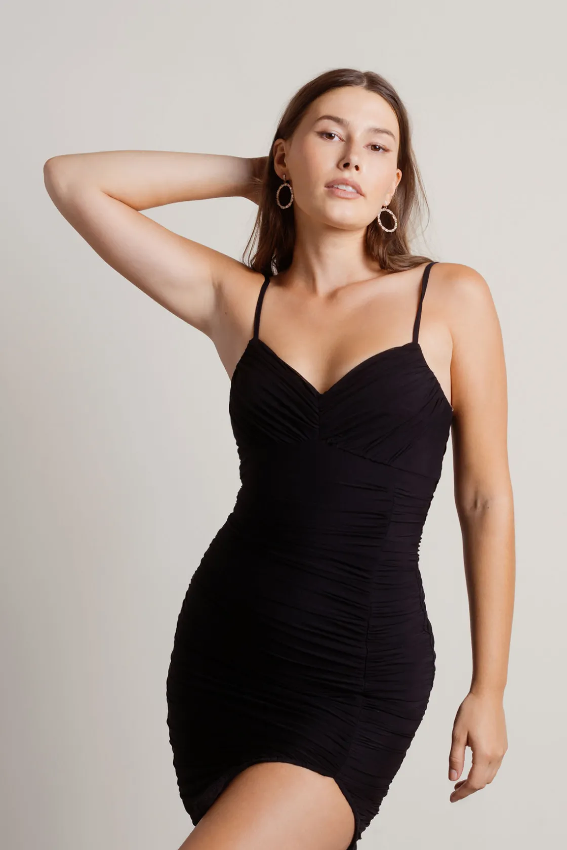 Tobi Keep It Up Ruched Bodycon Mini Dress - Black