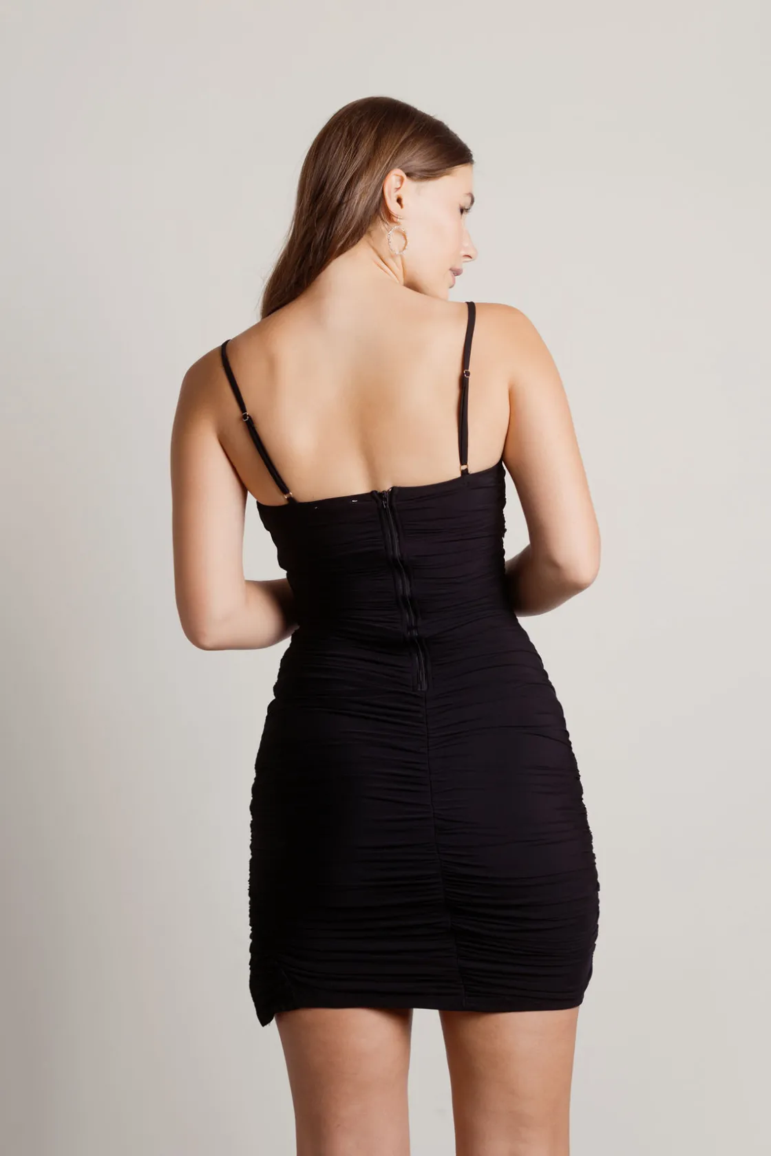 Tobi Keep It Up Ruched Bodycon Mini Dress - Black