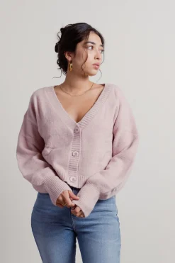 Tobi Keep Me Company Sweater Cardigan - Rose