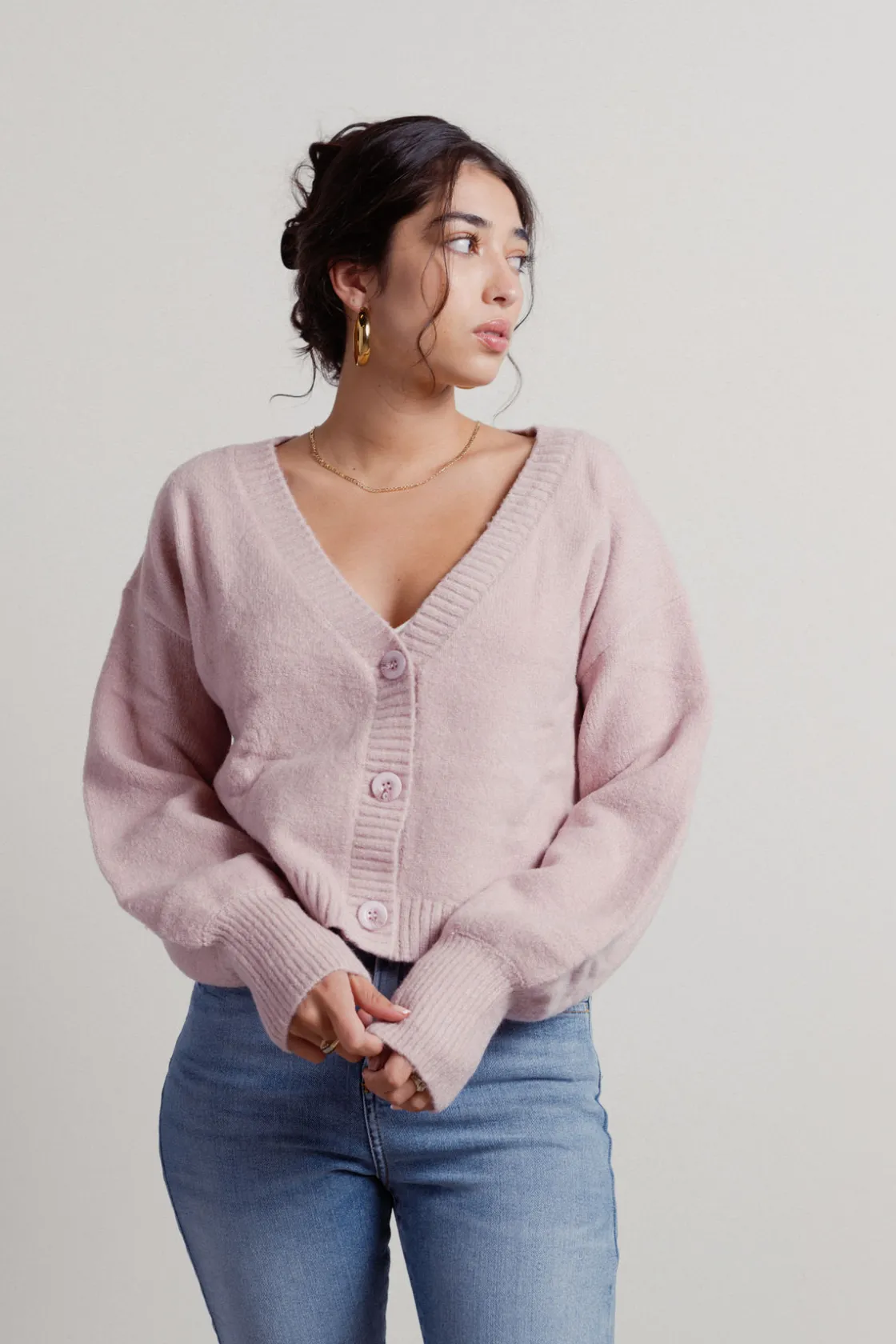Tobi Keep Me Company Sweater Cardigan - Rose