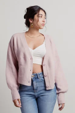 Tobi Keep Me Company Sweater Cardigan - Rose