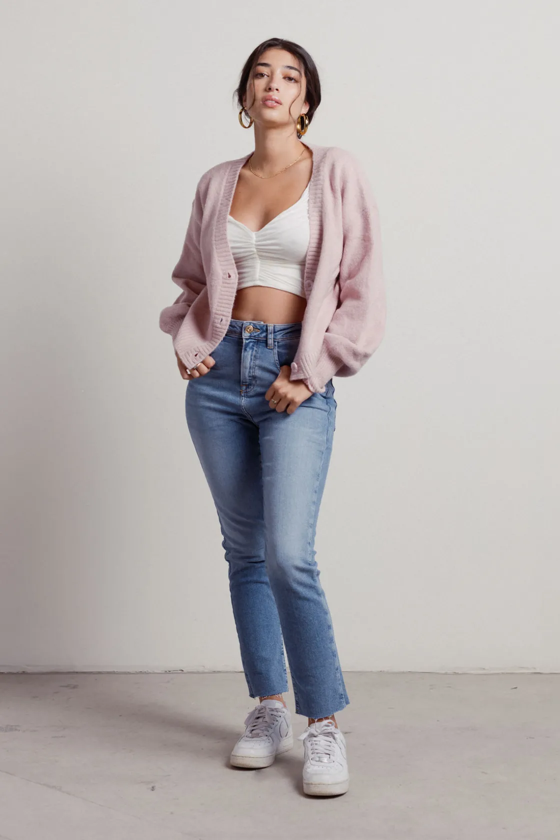 Tobi Keep Me Company Sweater Cardigan - Rose