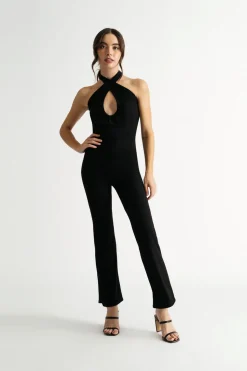 Tobi Keep My Cool Keyhole Jumpsuit - Black