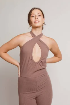 Tobi Keep My Cool Keyhole Jumpsuit - Black