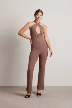 Tobi Keep My Cool Keyhole Jumpsuit - Black
