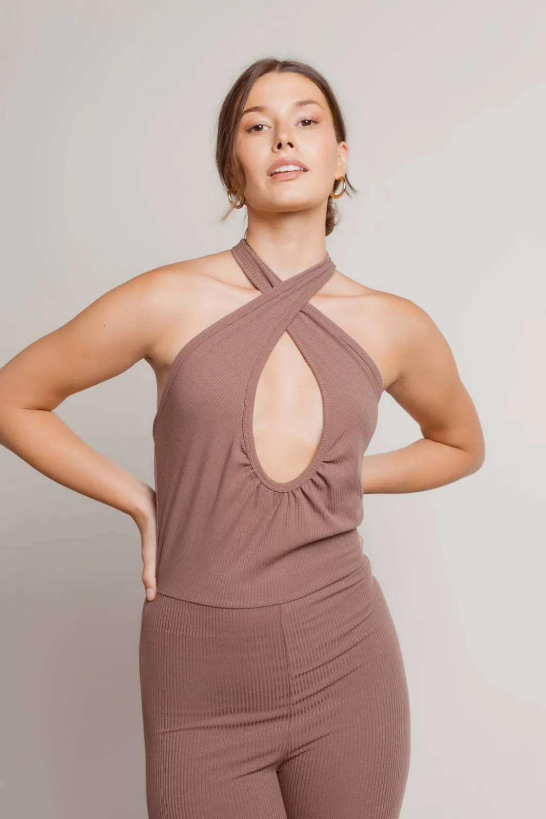 Tobi Keep My Cool Keyhole Jumpsuit - Black