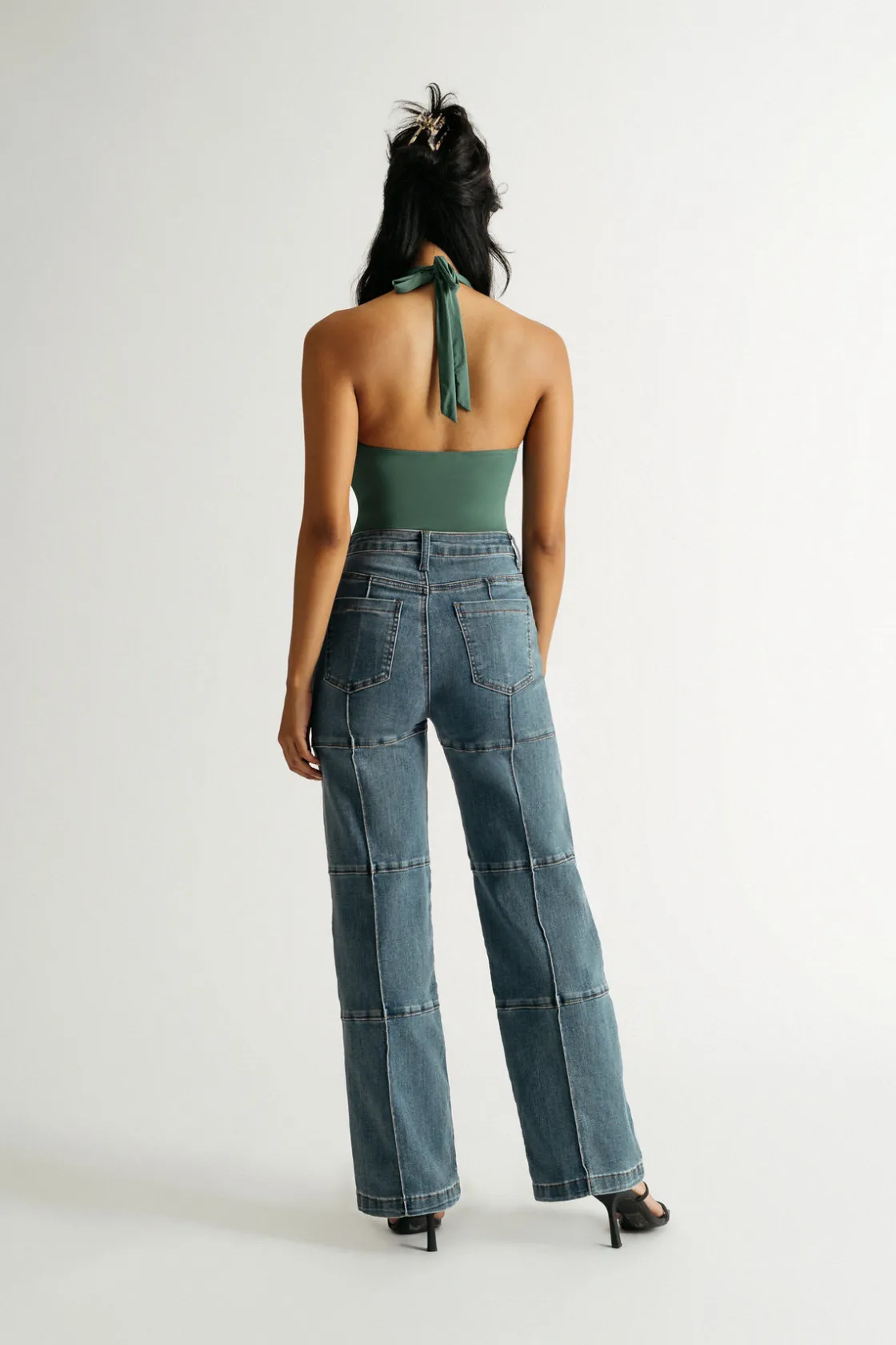 Tobi Keep Your Secrets Cross Halter Bodysuit - Forest Green