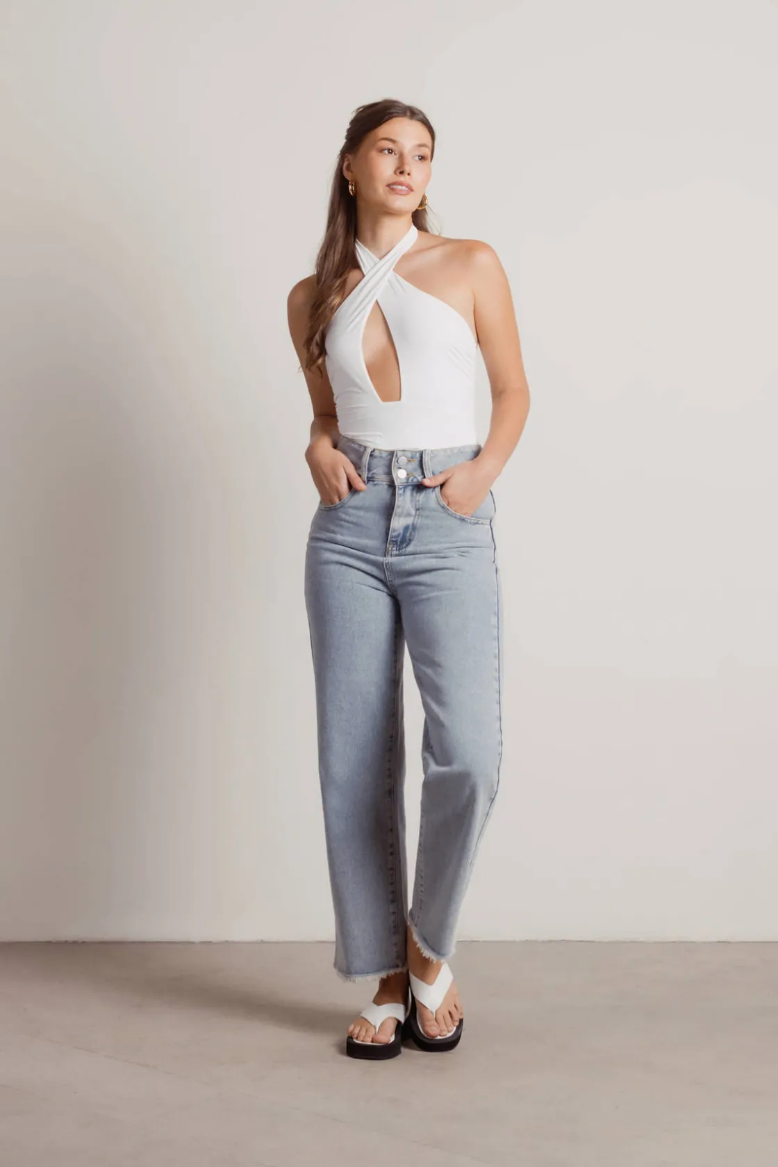 Tobi Keep Your Secrets Cross Halter Bodysuit - Forest Green