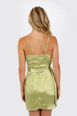 Tobi Keila Cowl Neck Satin Mini Dress - Cream