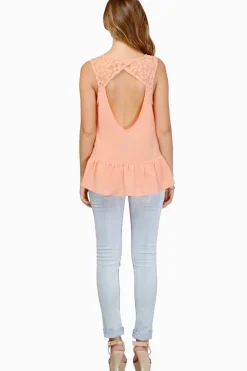 Tobi Kelis Open Back Blouse - Coral