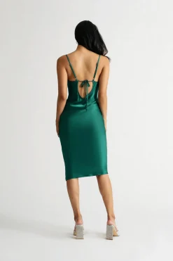 Tobi Kelsea Satin Open Back Midi Dress - Pink