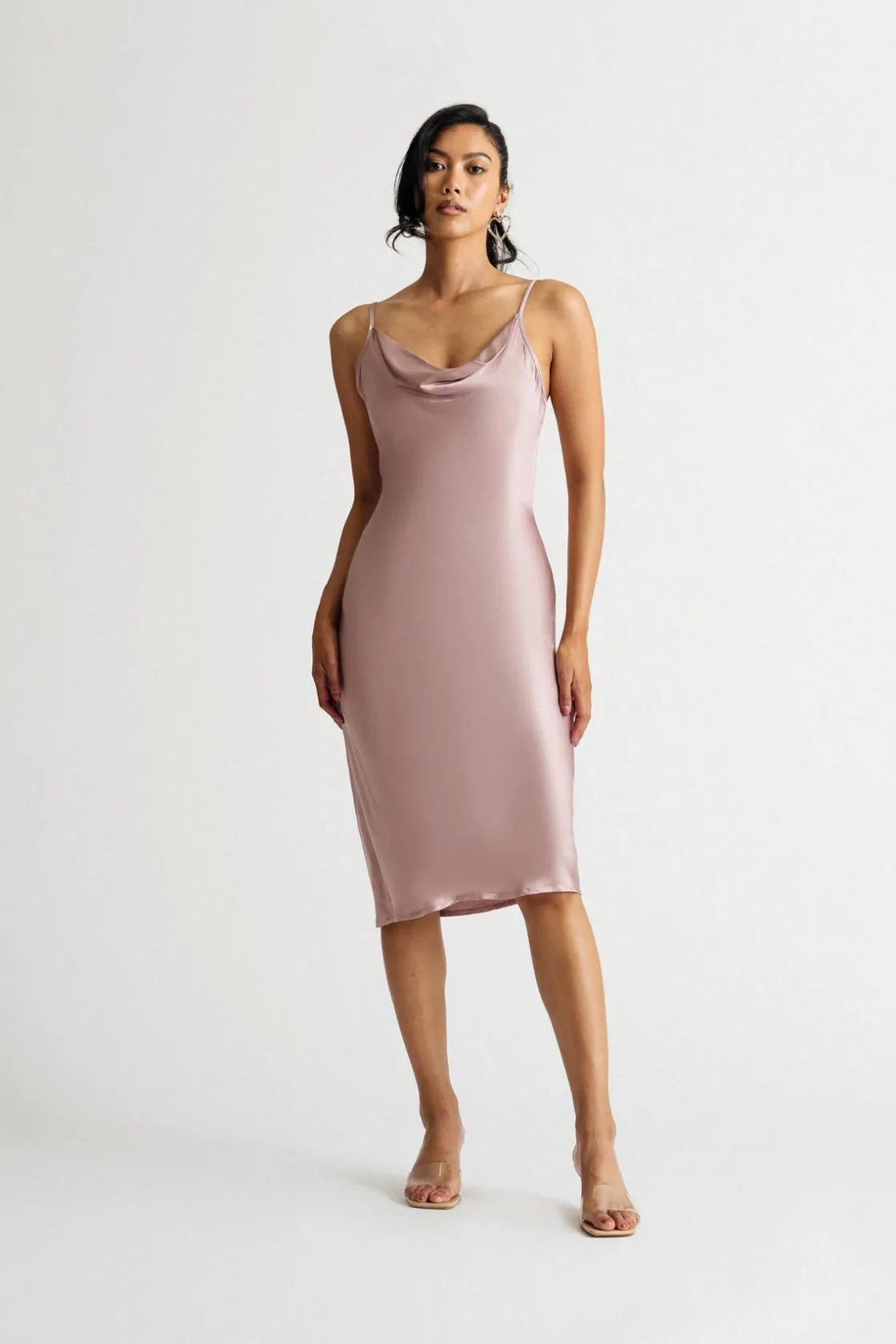 Tobi Kelsea Satin Open Back Midi Dress - Pink