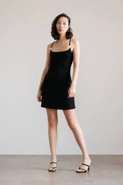 Tobi Kiana Backless Flower Strap Mini Dress - Black