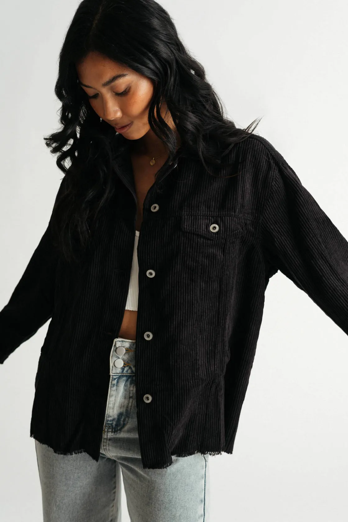 Tobi Kimora Corduroy Button Down Shacket