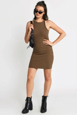 Tobi Kiss Me Ribbed Backless Mini Dress -