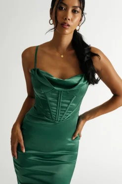 Tobi Kiss Me To Sleep Corset Bodycon Midi Dress - Black