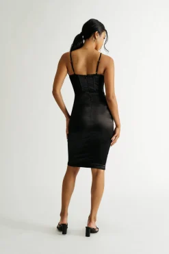 Tobi Kiss Me To Sleep Corset Bodycon Midi Dress - Black