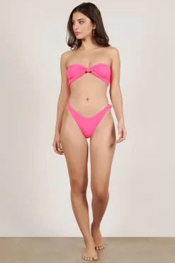 Tobi Knot For You Bandeau Bikini Set - Hot Pink