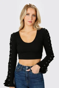 Tobi Knot Sorry Crop Top - Red