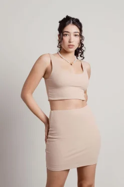 Tobi Know Better Ribbed Crop Top And Mini Skirt Set -