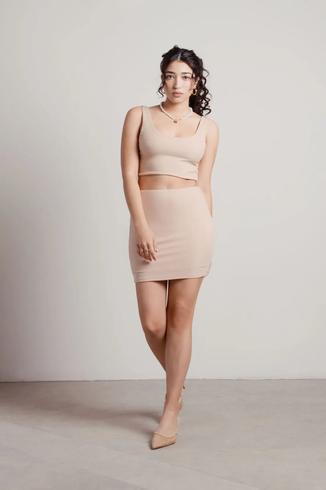 Tobi Know Better Ribbed Crop Top And Mini Skirt Set -