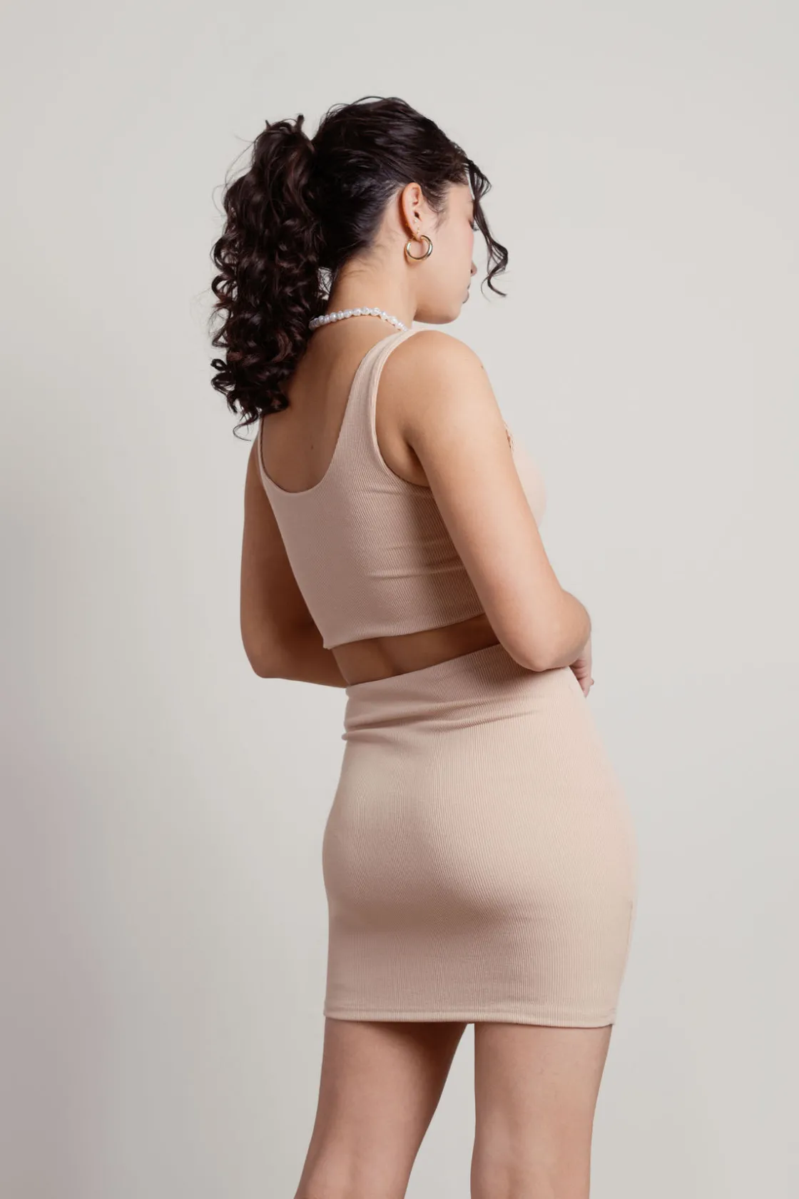 Tobi Know Better Ribbed Crop Top And Mini Skirt Set -
