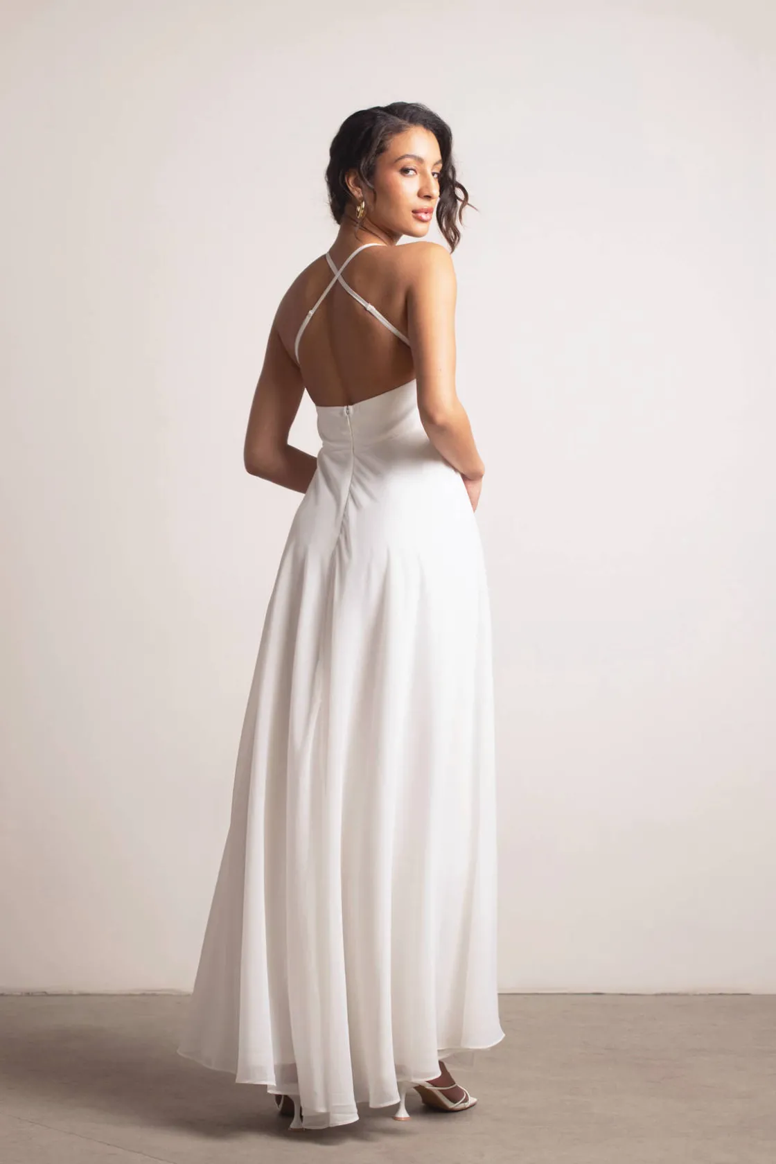 Tobi Know You Love Me High Slit Empire Maxi Dress - Ivory