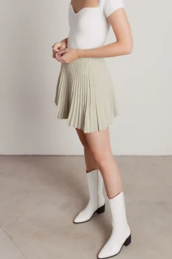 Tobi Kobe Pleated Mini Skirt - Sage