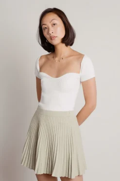 Tobi Kobe Pleated Mini Skirt - Sage