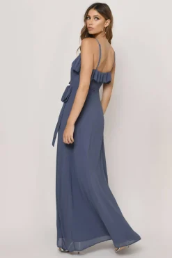 Tobi Kristen Ruffle Wrap Maxi Dress - Black