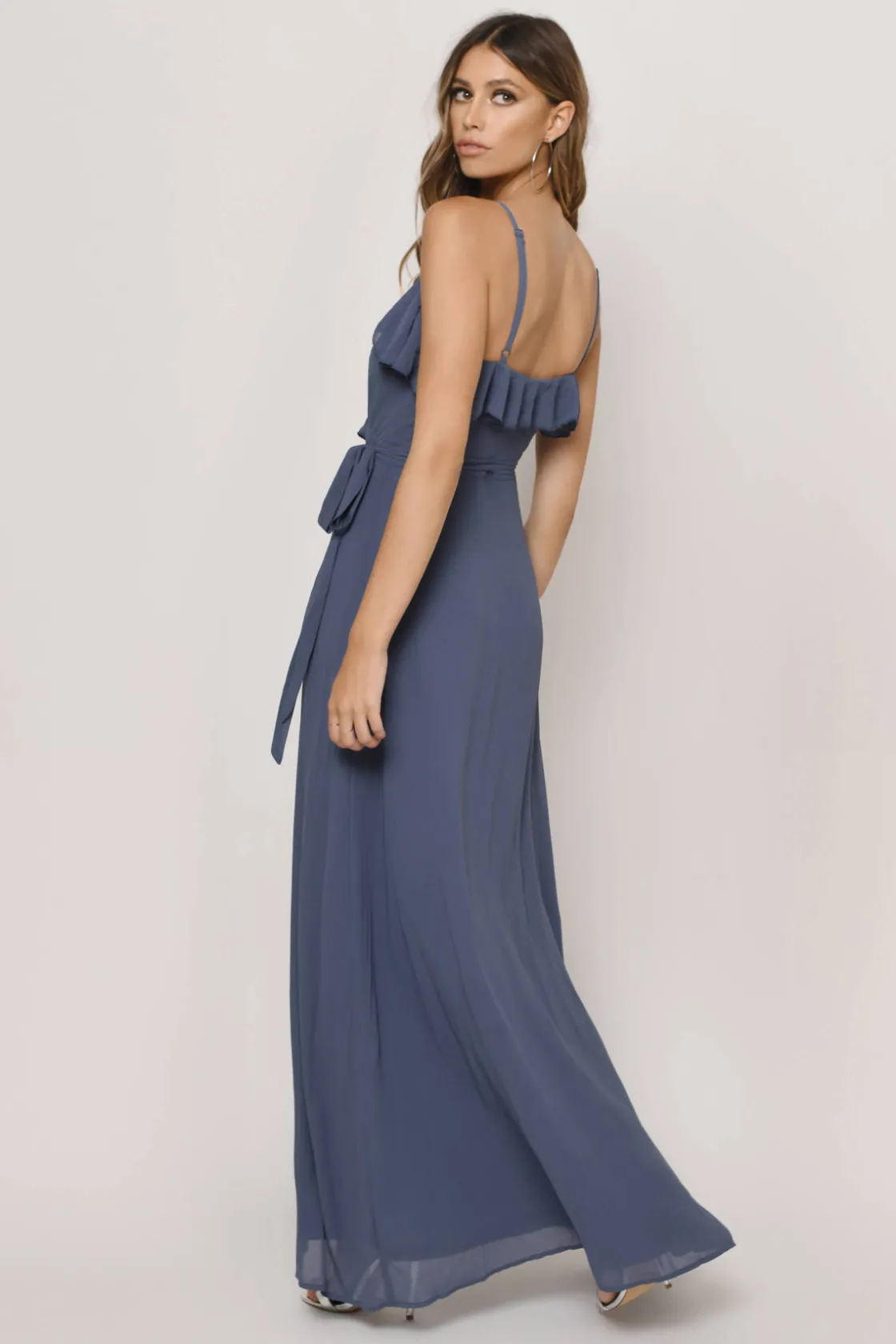 Tobi Kristen Ruffle Wrap Maxi Dress - Black