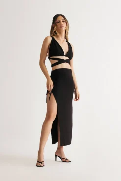 Tobi Kristy Criss Cross Top And Maxi Skirt Set -