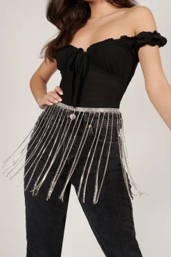 Tobi Krystal Fringe Belt -