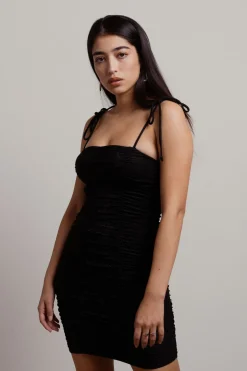 Tobi Kuma Metallic Ruched Mini Dress - Black