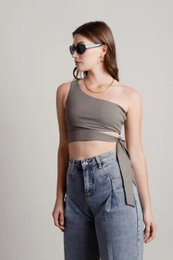 Tobi Ladies Night Crop Top - Light Blue