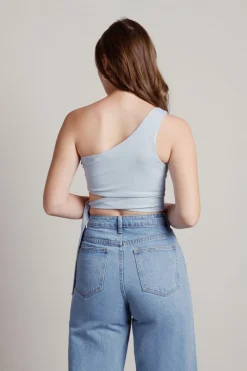 Tobi Ladies Night Crop Top - Light Blue