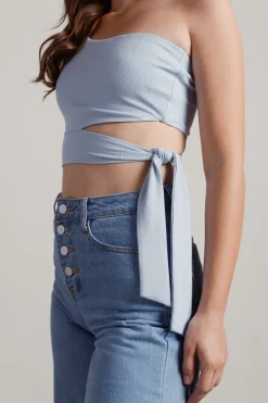 Tobi Ladies Night Crop Top - Light Blue