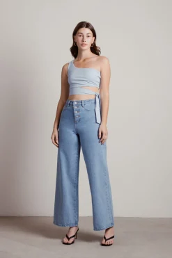 Tobi Ladies Night Crop Top - Light Blue