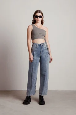 Tobi Ladies Night Crop Top - Light Blue