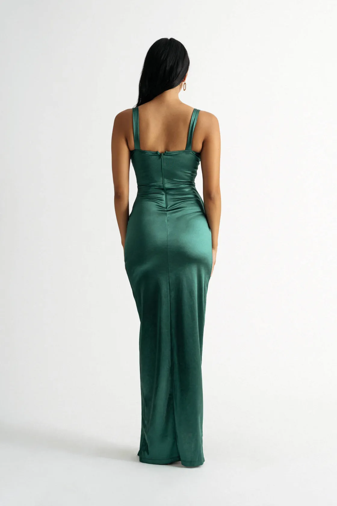 Tobi Last A Lifetime Maroon Satin Bustier Maxi Dress