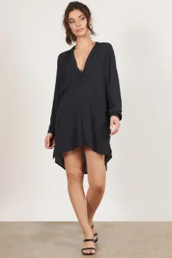 Tobi Last Resort Deep V Long Sleeve Mini Dress -