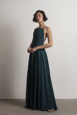 Tobi Last Touch Halter Cross Back Maxi Dress - Navy