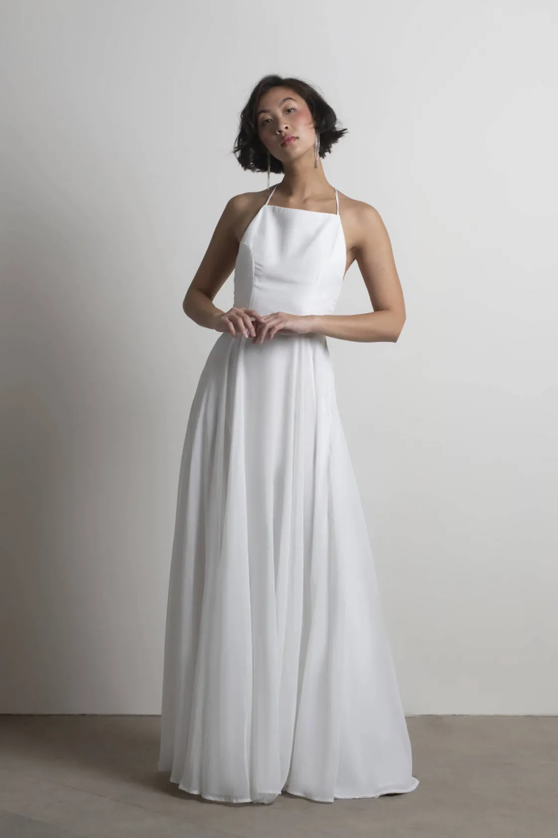 Tobi Last Touch Halter Cross Back Maxi Dress - Navy