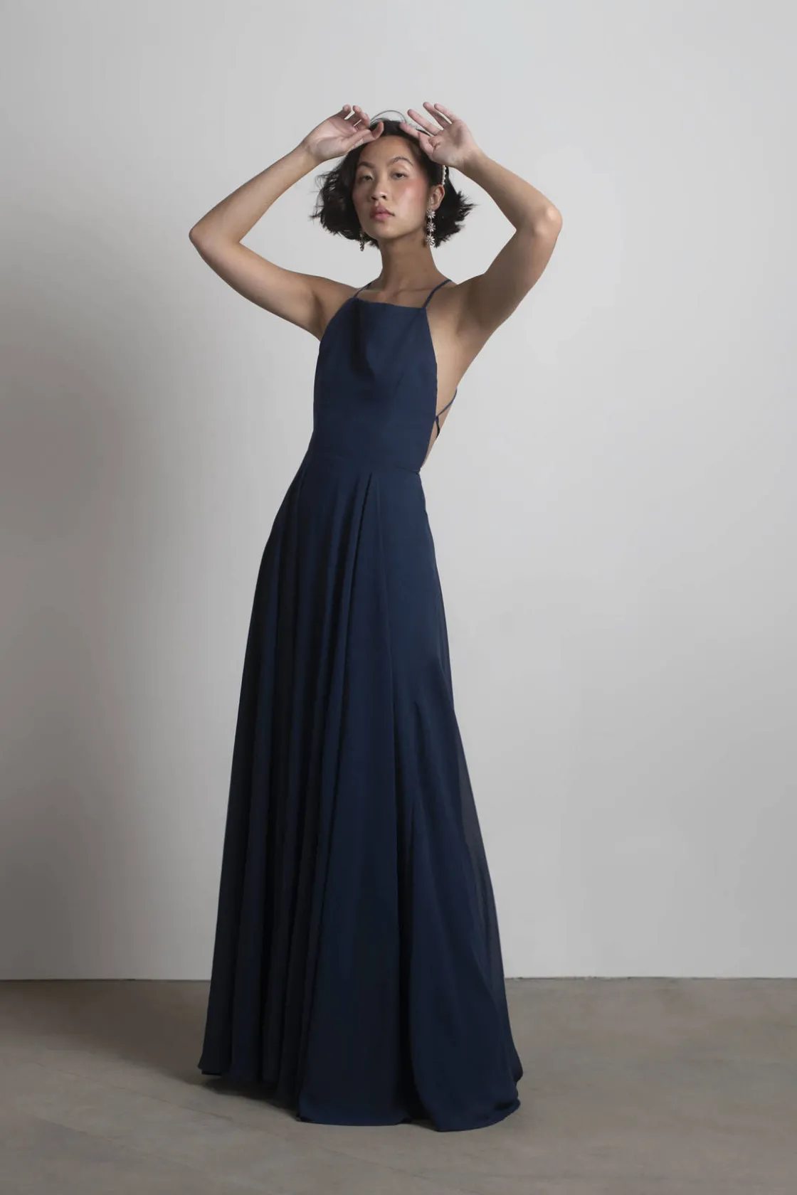 Tobi Last Touch Halter Cross Back Maxi Dress - Navy