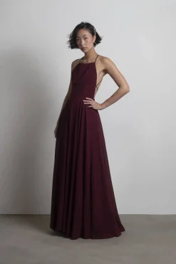 Tobi Last Touch Halter Cross Back Maxi Dress - Navy
