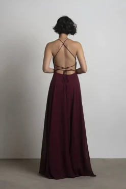 Tobi Last Touch Halter Cross Back Maxi Dress - Navy