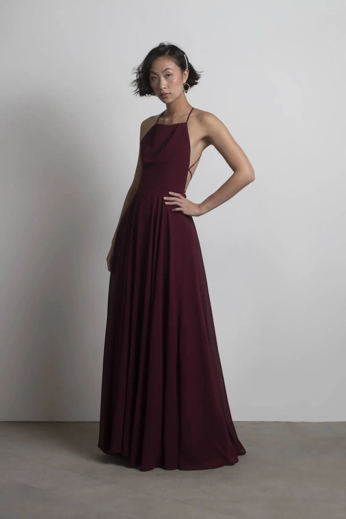Tobi Last Touch Halter Cross Back Maxi Dress - Navy
