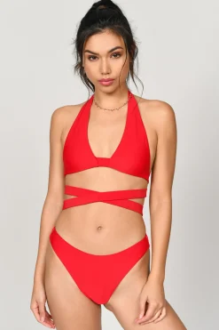 Tobi Lean Close Halter Monokini - Dark Rose