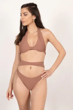 Tobi Lean Close Halter Monokini - Dark Rose
