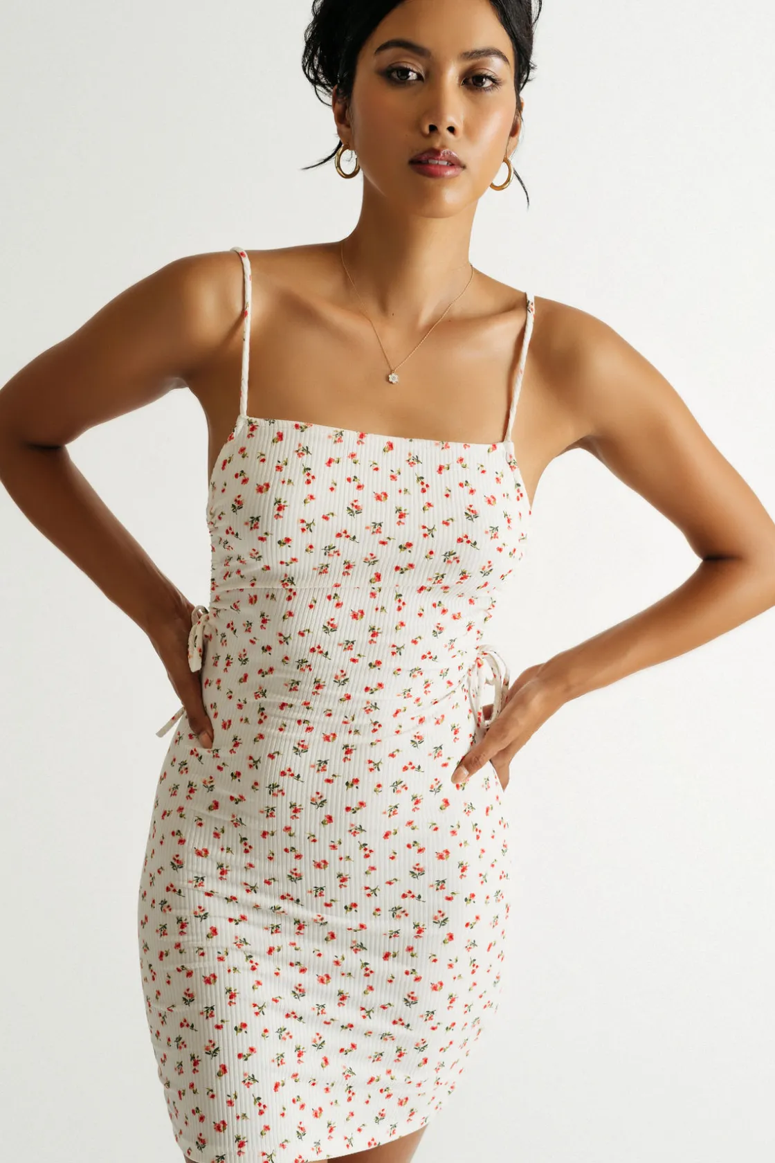Tobi Left You On Read Floral Ribbed Mini Dress -